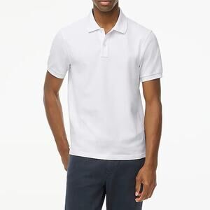 J.Crew Untucked-fit Flex Piqué Polo Shirt Mens XL White Short Sleeve Ribbed Trim